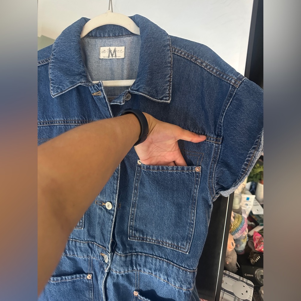 We The Free Blue Denim Short Romper - Picture 3 of 15